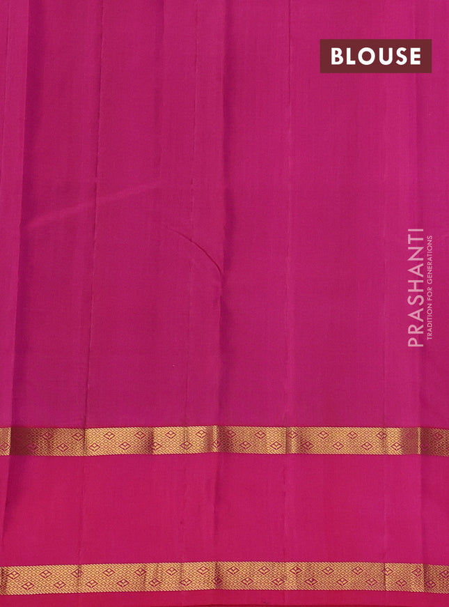 Pure kanchipuram silk saree blue and red with zari woven buttas and rettapet zari woven border