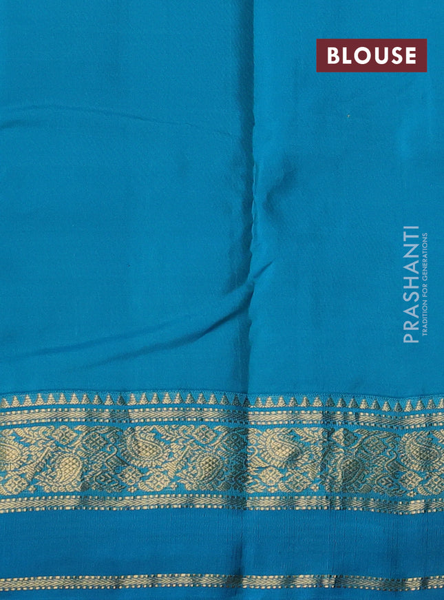 Pure kanchipuram silk saree violet and teal blue with zari woven buttas and rettapet zari woven border