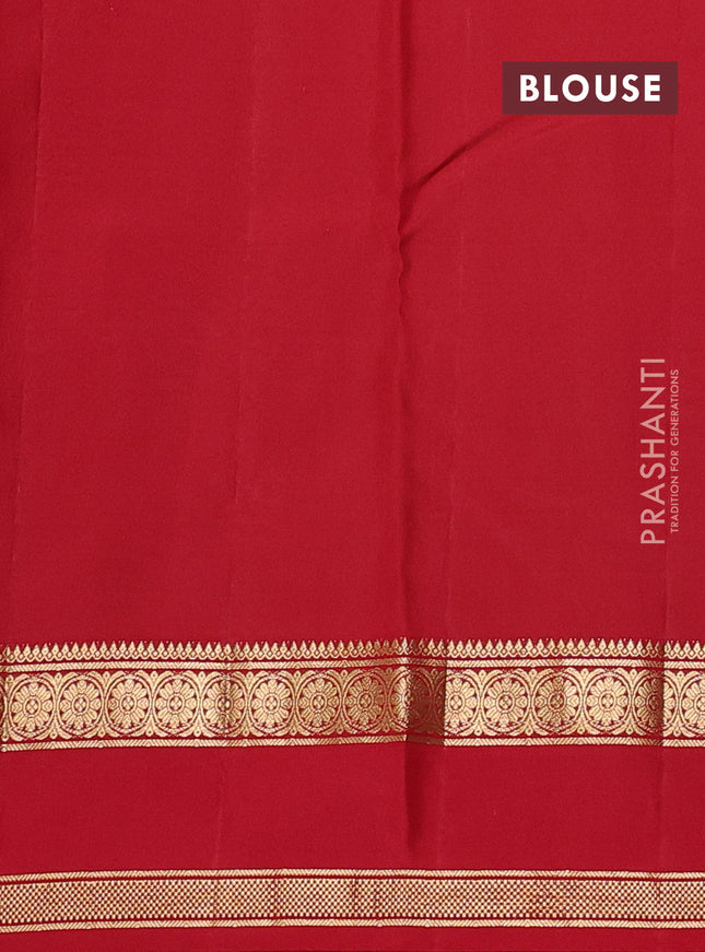 Pure kanchipuram silk saree sandal and red with zari woven buttas and rettapet zari woven border