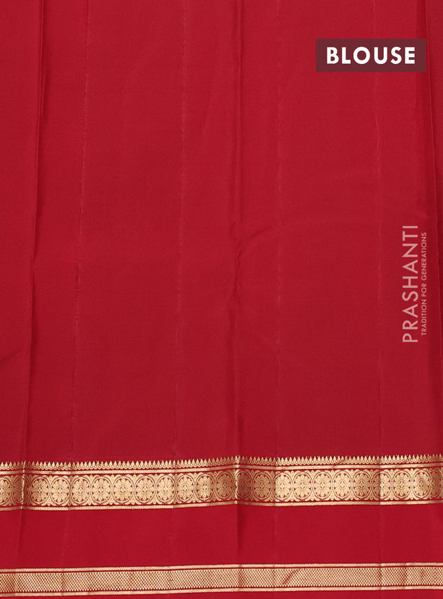 Pure kanchipuram silk saree green and red with zari woven buttas and rettapet zari woven border