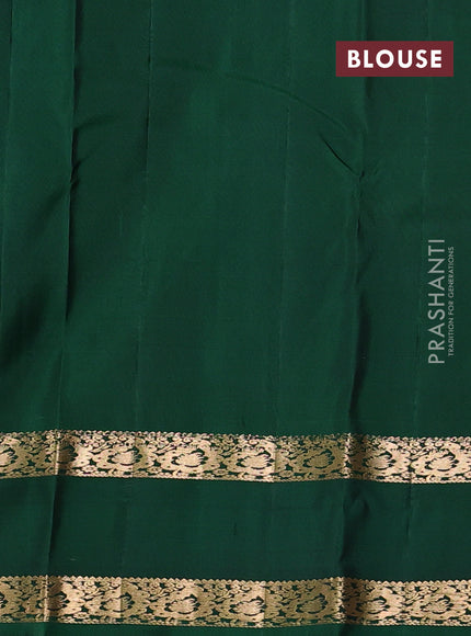 Pure kanchipuram silk saree teal blue and green with zari woven buttas and rettapet zari woven korvai border