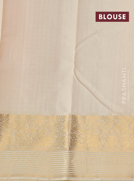 Pure kanchipuram silk saree red and cream with zari woven buttas and zari woven korvai border