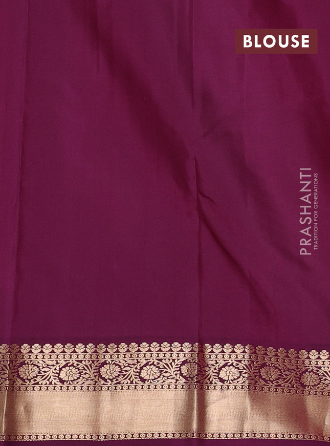 Pure kanchipuram silk saree pink and wine shade with allover zari weaves and zari woven korvai border