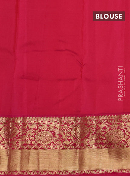 Pure kanchipuram silk saree beige and pink with zari woven buttas and zari woven korvai border