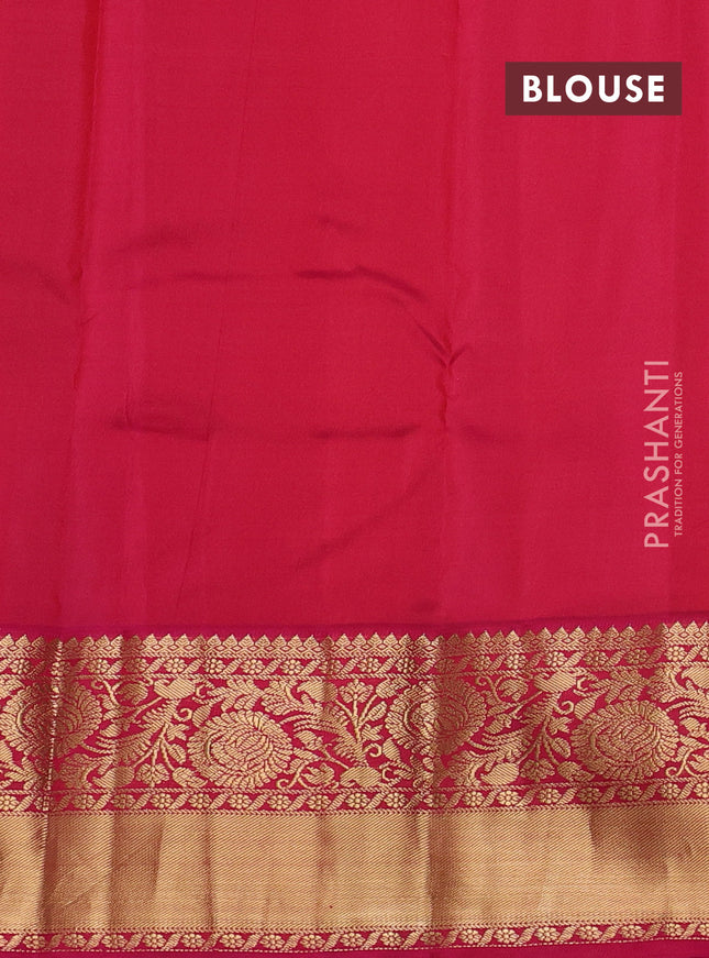 Pure kanchipuram silk saree beige and pink with zari woven buttas and zari woven korvai border