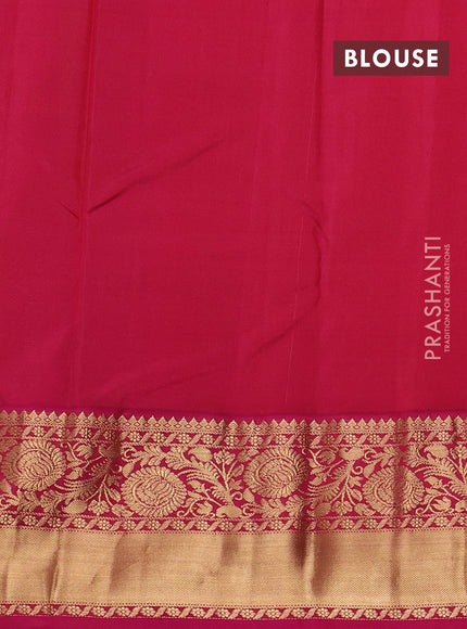 Pure kanchipuram silk saree lime green and pink with zari woven buttas and zari woven korvai border