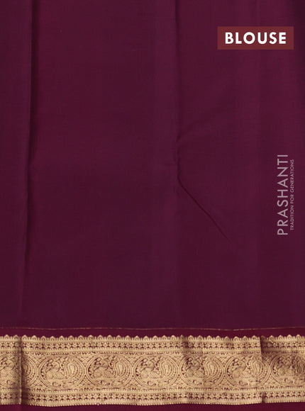 Pure kanchipuram silk saree pink and wine shade with allover zari checked pattern and zari woven border