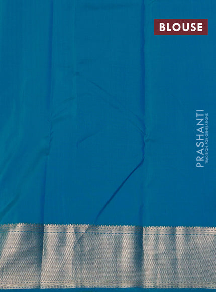 Pure kanchipuram silk saree cs blue with zari woven buttas and zari woven border