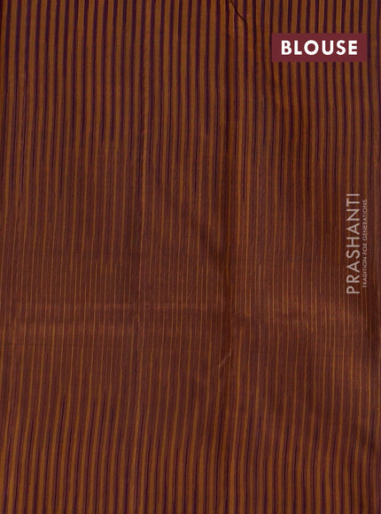 Pure kanchipuram silk saree purple and dark mustard with plain body and simple border