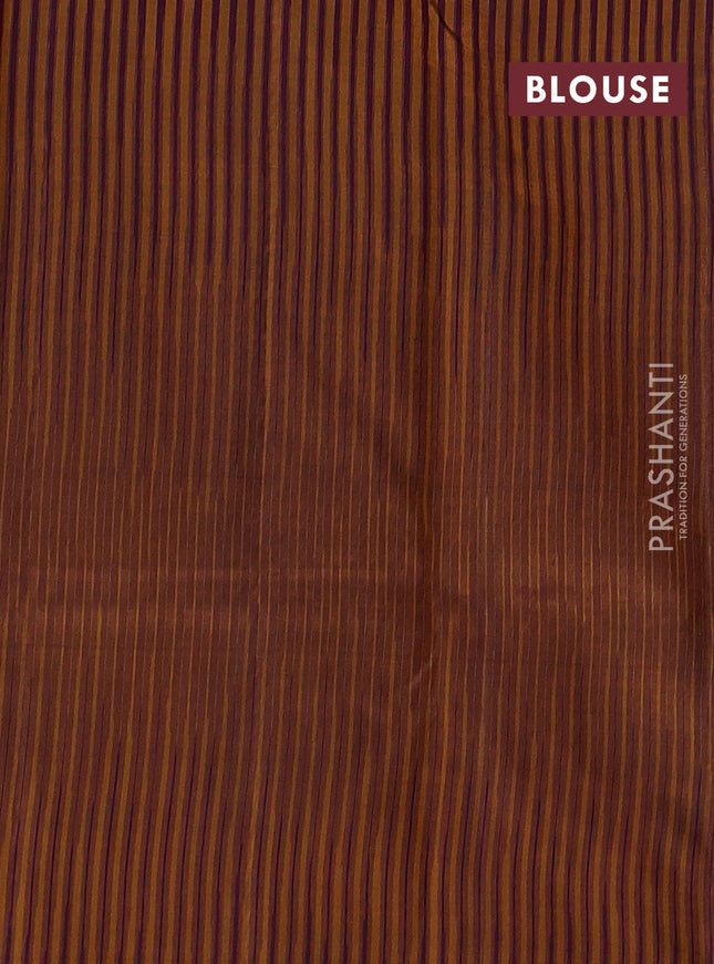 Pure kanchipuram silk saree purple and dark mustard with plain body and simple border