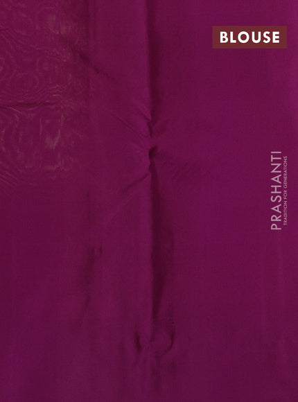 Pure kanchipuram silk saree fluorescent green and purple with zari woven buttas and zari woven butta border