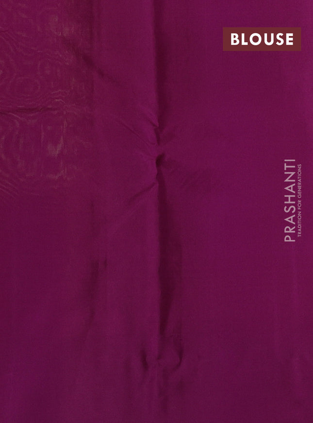 Pure kanchipuram silk saree fluorescent green and purple with zari woven buttas and zari woven butta border