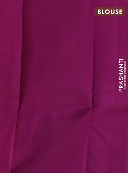 Pure kanchipuram silk saree peach shade and purple with zari woven buttas and zari woven butta border