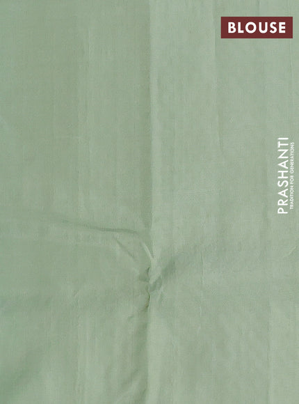 Pure kanchipuram silk saree blue and pastel green with zari woven buttas and simple border
