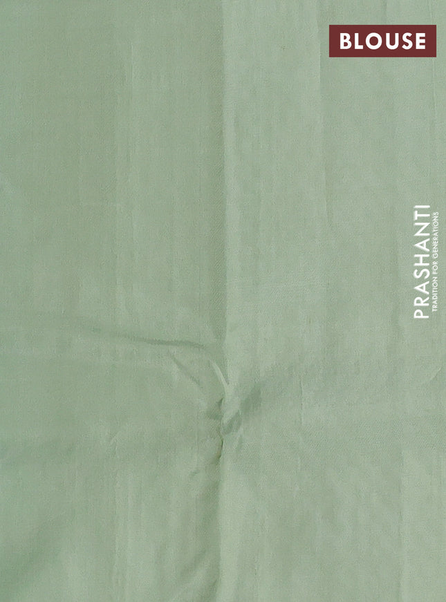 Pure kanchipuram silk saree blue and pastel green with zari woven buttas and simple border