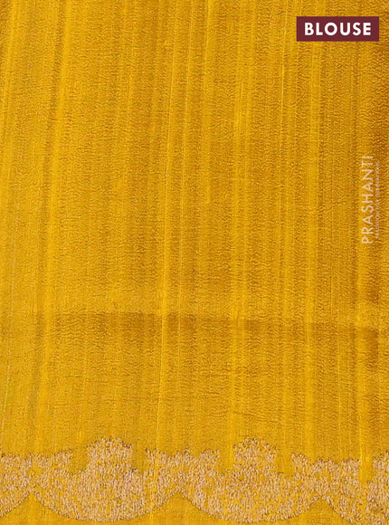 Banarasi raw silk saree mustard yellow with allover zari woven checked pattern and woven butta border
