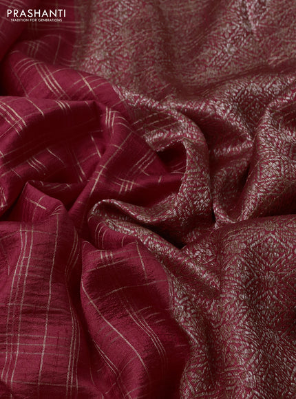 Banarasi raw silk saree red with allover zari woven checked pattern and woven butta border
