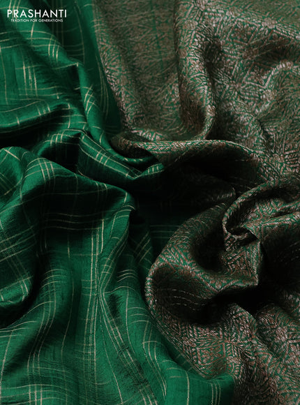 Banarasi raw silk saree green with allover zari woven checked pattern and woven butta border