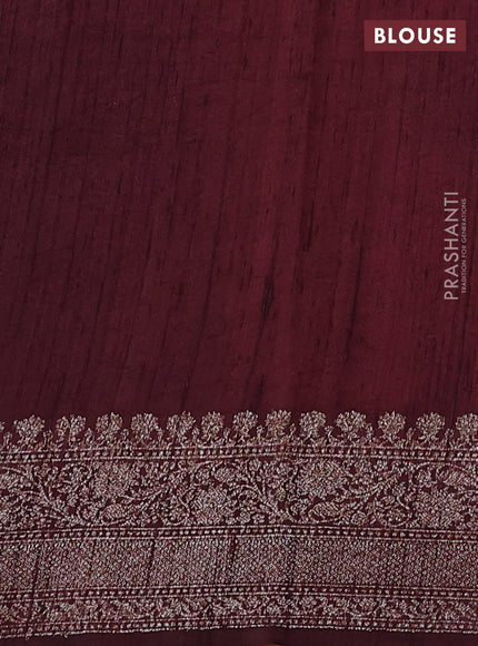 Banarasi raw silk saree orange and coffee brown with thread & zari woven buttas and woven border