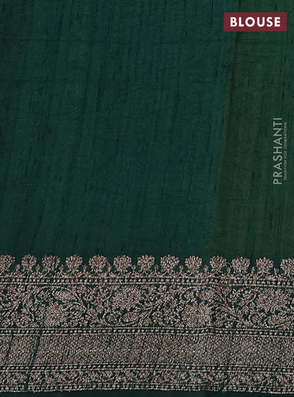 Banarasi raw silk saree yellow and bottle green with thread & zari woven buttas and woven border