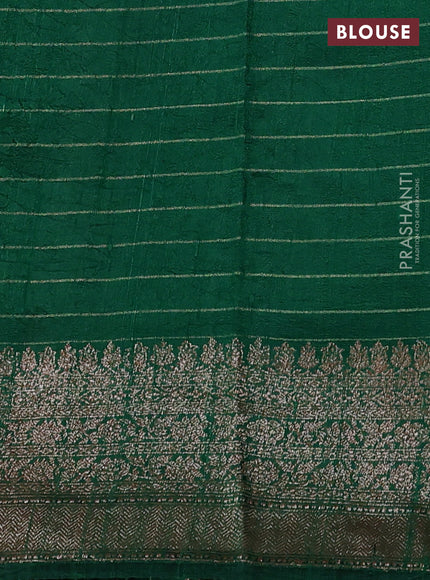 Banarasi raw silk saree green with allover zari woven checked pattern and woven butta border
