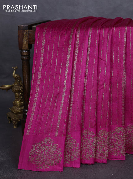 Banarasi raw silk saree pink with allover thread & zari weaves and woven butta border