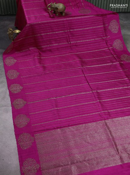 Banarasi raw silk saree pink with allover thread & zari weaves and woven butta border