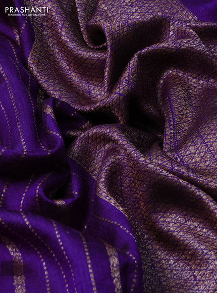 Banarasi raw silk saree violet with allover thread & zari weaves and woven butta border