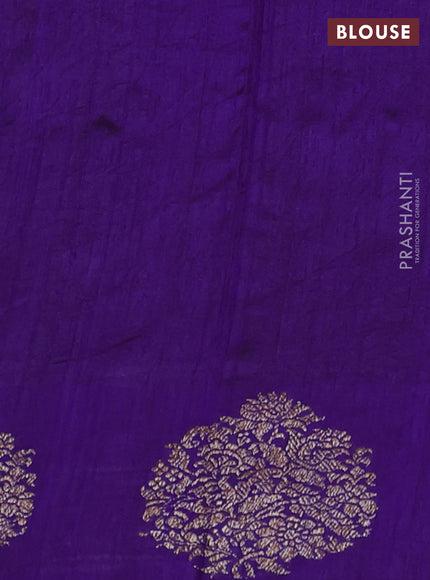 Banarasi raw silk saree violet with allover thread & zari weaves and woven butta border
