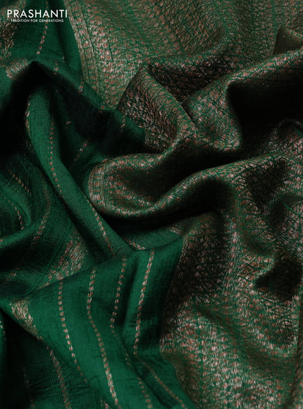 Banarasi raw silk saree green with allover thread & zari weaves and woven butta border