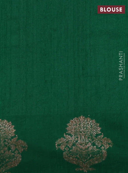 Banarasi raw silk saree green with allover thread & zari weaves and woven butta border