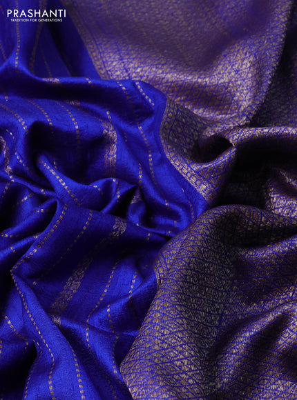 Banarasi raw silk saree blue with allover thread & zari weaves and woven butta border
