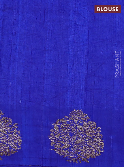 Banarasi raw silk saree blue with allover thread & zari weaves and woven butta border