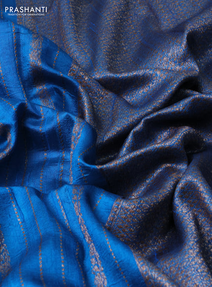 Banarasi raw silk saree cs blue with allover thread & zari weaves and woven butta border