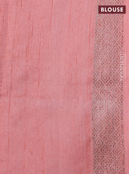 Banarasi raw silk saree peach shade with allover rangat weaves in borderless style