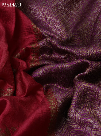 Banarasi raw silk saree red and purple with thread & zari woven buttas and woven border