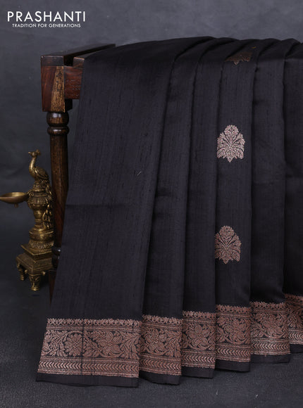 Banarasi raw silk saree black with thread & zari woven buttas and woven border