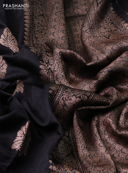 Banarasi raw silk saree black with thread & zari woven buttas and woven border