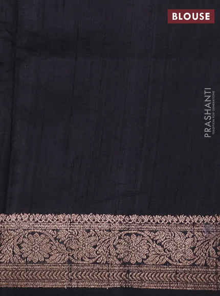 Banarasi raw silk saree black with thread & zari woven buttas and woven border
