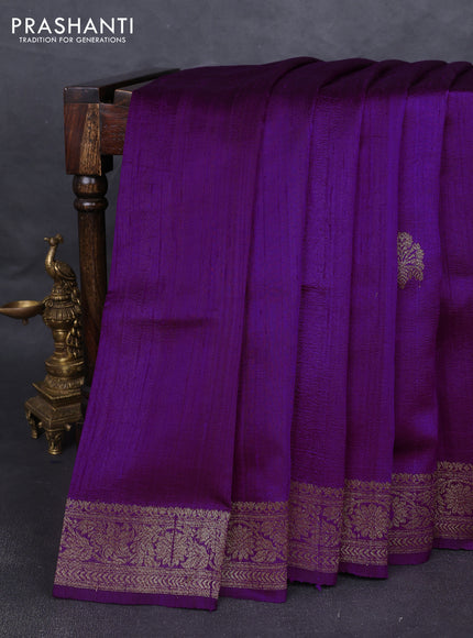 Banarasi raw silk saree purple with thread & zari woven buttas and woven border