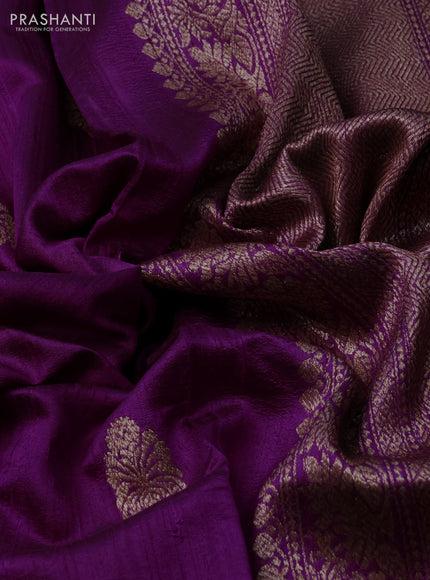 Banarasi raw silk saree purple with thread & zari woven buttas and woven border
