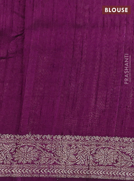 Banarasi raw silk saree sandal and purple with allover thread & zari weaves and woven border