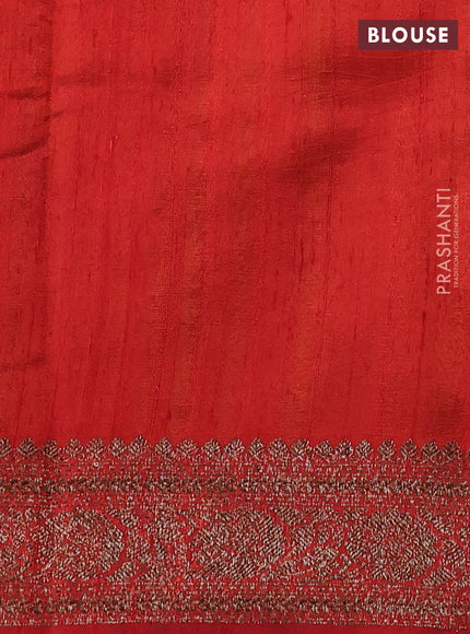 Banarasi raw silk saree yellow and maroon with allover thread & zari weaves and woven border