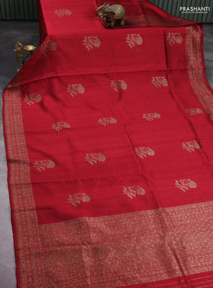 Banarasi raw silk saree maroon with thread & zari woven buttas and woven border