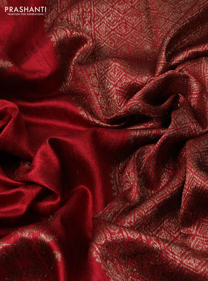 Banarasi raw silk saree maroon with thread & zari woven buttas and woven border