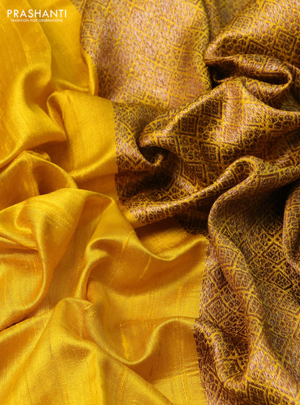 Banarasi raw silk saree yellow with thread & zari woven buttas and woven border