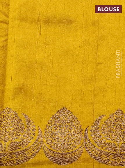 Banarasi raw silk saree yellow with thread & zari woven buttas and woven border