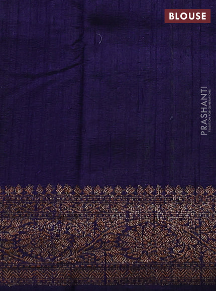 Banarasi raw silk saree light green and dark blue with allover thread & zari weaves and woven border