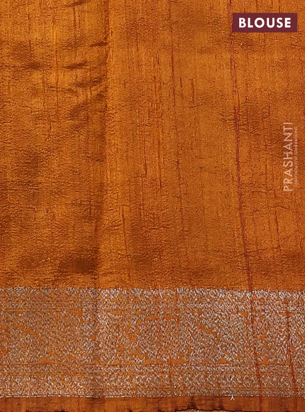 Banarasi raw silk saree dark mustard with thread & zari woven buttas and woven border