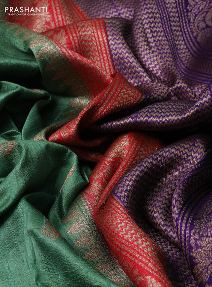 Banarasi raw silk saree pastel green and maroon violet with thread & zari woven buttas and woven border